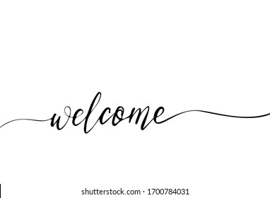 Welcome Calligraphic Endless Lettering Sign. Vector Illustration.