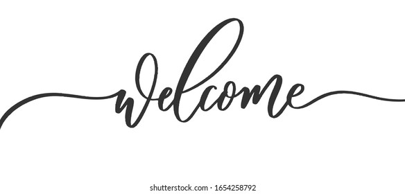 Welcome - calligraphic inscription with with smooth lines.