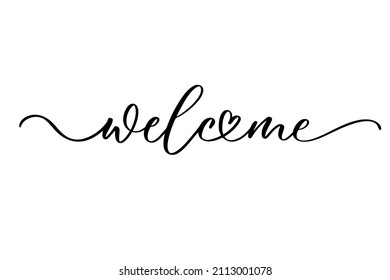 Welcome - calligraphic inscription with smooth lines