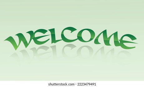 Welcome - calligraphic inscription with smooth lines, Welcome hand drawn lettering against watercolour background

