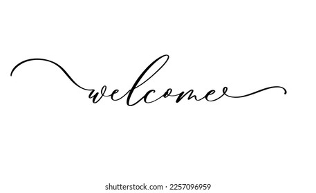 Welcome - calligraphic inscription with smooth lines