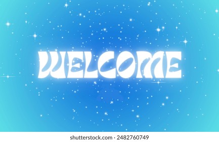 Welcome - calligraphic inscription with smooth lines. Banner Poster Vector Image, Colorful