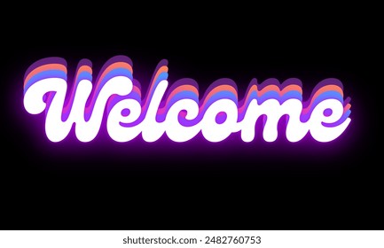 Welcome - calligraphic inscription with smooth lines. Banner Poster Vector Image, Colorful