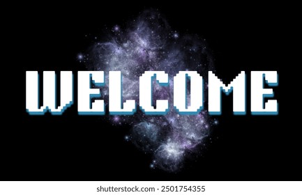 Welcome - calligraphic inscription with smooth lines. Banner Poster Vector Image, Colorful