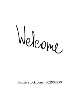 Welcome calligraphic lettering with outline hand drawn, Illustration EPS10 great for any use
