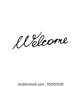 Welcome calligraphic lettering with outline hand drawn, Illustration EPS10 great for any use