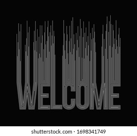 Welcome Calligraphic line art Text shopping poster vector illustration Design.