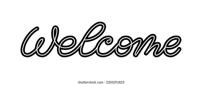 Welcome calligraphic signboard title. Handwritten inscription for invitation card, party poster, scrapbook stamp, web header, laser engraving, foil diy, housewarming cute editable stroke text word