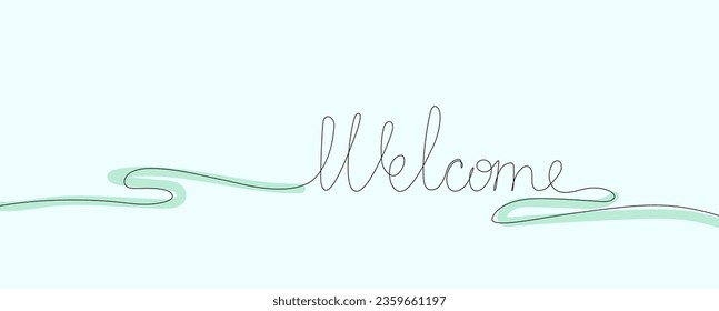 Welcome calligraphy lettering. One line continuous word welcome. Vector illustration.