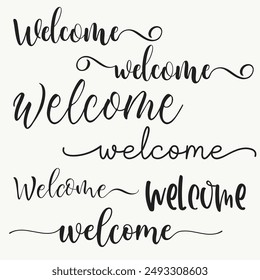 Welcome Calligraphy. modern calligraphy script. Typography Design Inspiration.