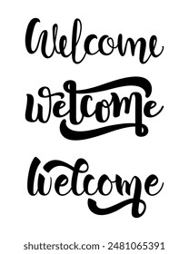 welcome calligraphy text effect, hand lettering modern text calligraphy can be used for banner, poster, wedding invitation, etc
