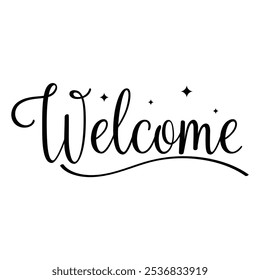 Welcome Calligraphy Text Vector Design.
