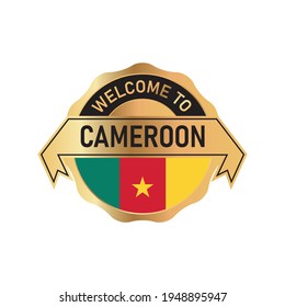 Welcome to CAMEROON logo badge with  flag