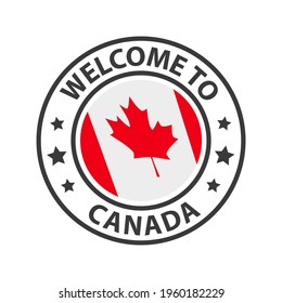 Welcome to Canada. Collection of icons welcome to. Stamp welcome to with waving country flag