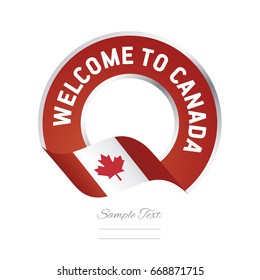 Welcome To Canada Flag Red Label Logo Icon