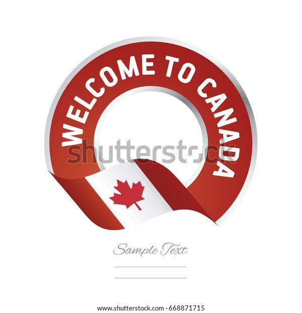 Welcome Canada Flag Red Label Logo Stock Vector (Royalty Free ...