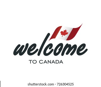 Welcome To Canada Flag Sign Logo Icon