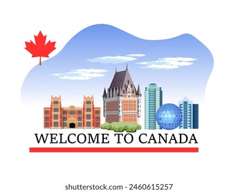 Welcome to Canada. Canada travel poster. Vector illustration