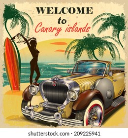 Welcome to Canary Islands retro poster.