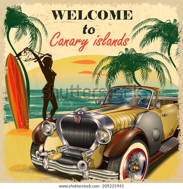 Welcome to Canary Islands\
retro poster.