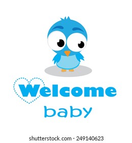Welcome card bird cartoon