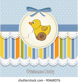 welcome card with duck toy