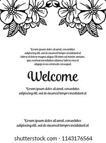 Welcome card. Floral design hand drawn vector illustration