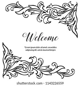 Welcome card floral design on white background vector illustration