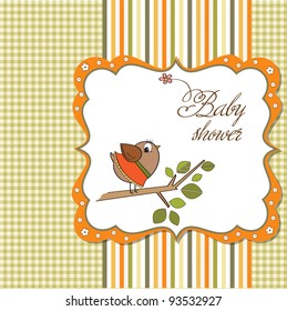 welcome card with funny little bird