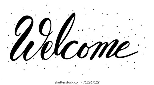 Welcome Card Hand Written Lettering Cards Stock Vector (Royalty Free ...