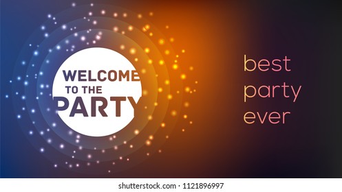 Welcome card for party. Gradient colors. For social media.