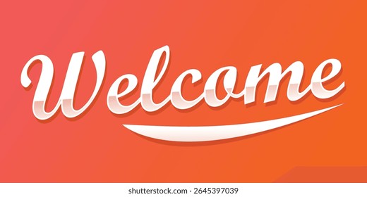 Welcome Card Typography - Elegant and Appreciative Design, with white color on orange background