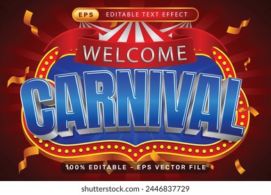 welcome carnival 3d text effect and editable text effect with tent and border show