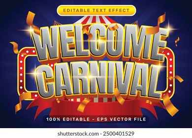 welcome carnival 3d text effect and editable text effect with tent and border show