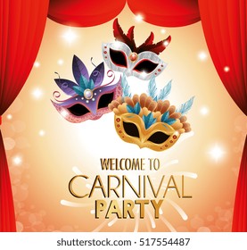 welcome carnival party theater masks colored