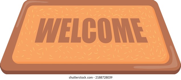 Welcome carpet. Doormat icon. Wool cartoon rug isolated on white background