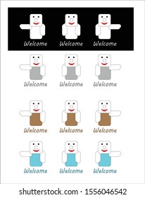 welcome, cartoon character welcomes customers, Victor image , illustrator
- Easy to edit color / add text
- Ready to print