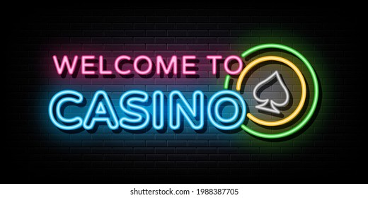 Welcome to casino neon sign vector. neon symbol