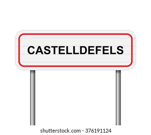 Welcome to Castelldefels, Spain road sign vector