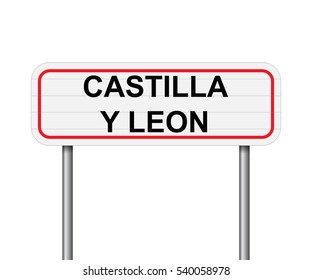 Welcome to Castilla y Leon, Spain road sign vector