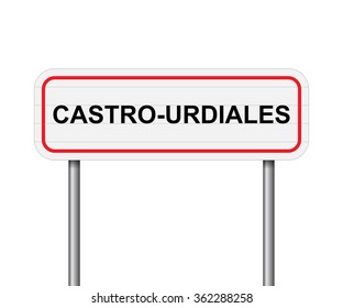 Welcome to Castro-Urdiales Spain road sign vector