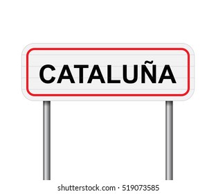 Welcome to Cataluna, Spain road sign vector