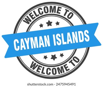 Welcome to Cayman Islands stamp. Cayman Islands round sign isolated on white background