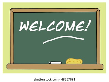 Welcome Chalkboard In A Class Room