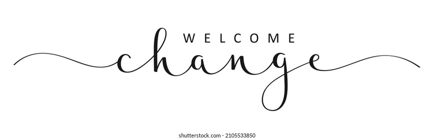 WELCOME CHANGE vector brush calligraphy banner with swashes