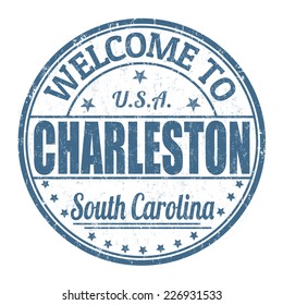 Welcome to Charleston grunge rubber stamp on white background, vector illustration