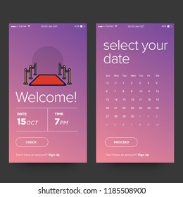 Welcome Check In UX UI Screen For Smart Phones