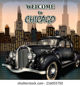 Welcome to Chicago retro poster.