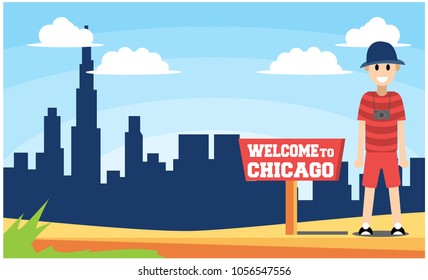 welcome to chicago, vector illustration