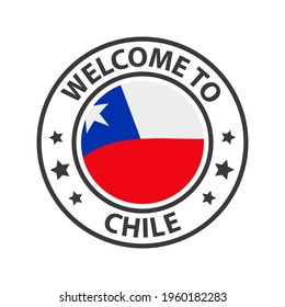 Welcome to Chile. Collection of icons welcome to. Stamp welcome to with waving country flag